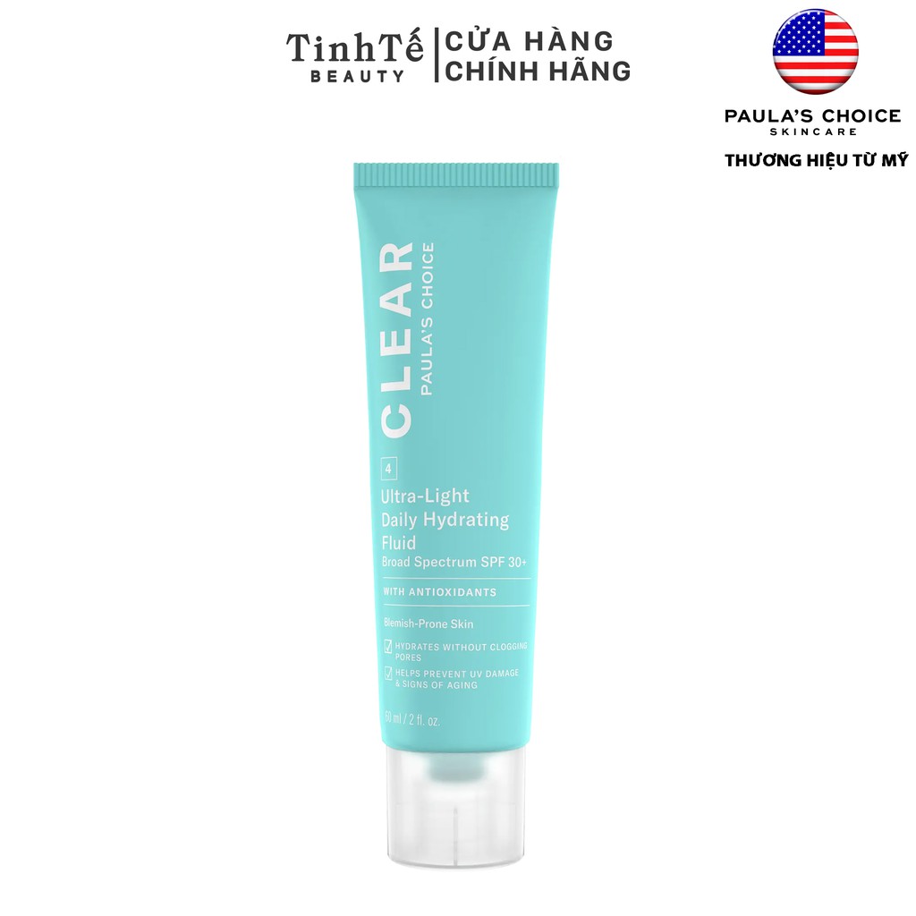 Kem và sữa dưỡng da chống nắng SPF 30 da mụn Paula's Choice Clear Ultra Light Daily Fluid SPF 30 60ml