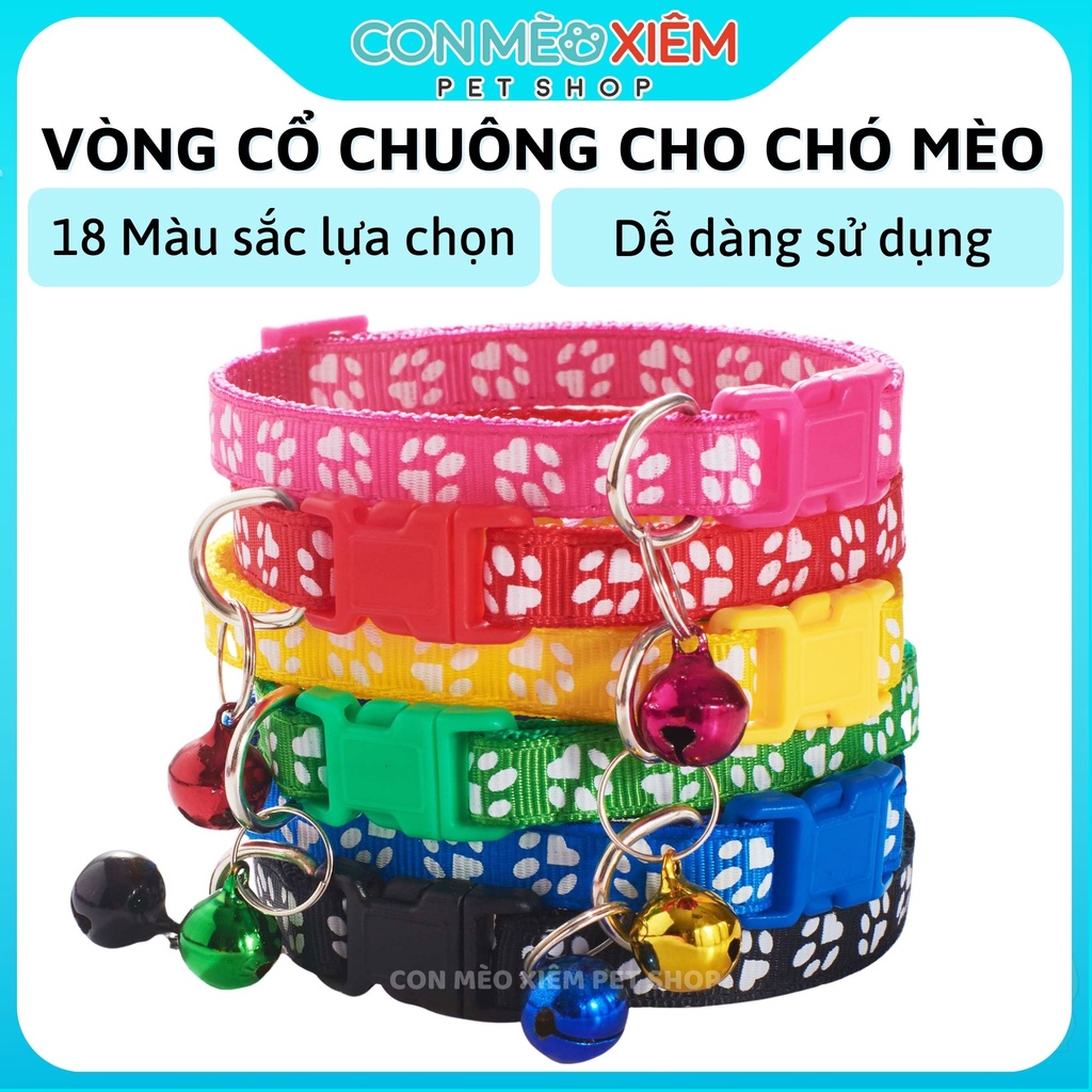 Vòng cổ thú cưng chó mèo chân cún 1cm, dây đeo cổ có chuông chó cún mèo con lớn nhỏ Con Mèo Xiêm