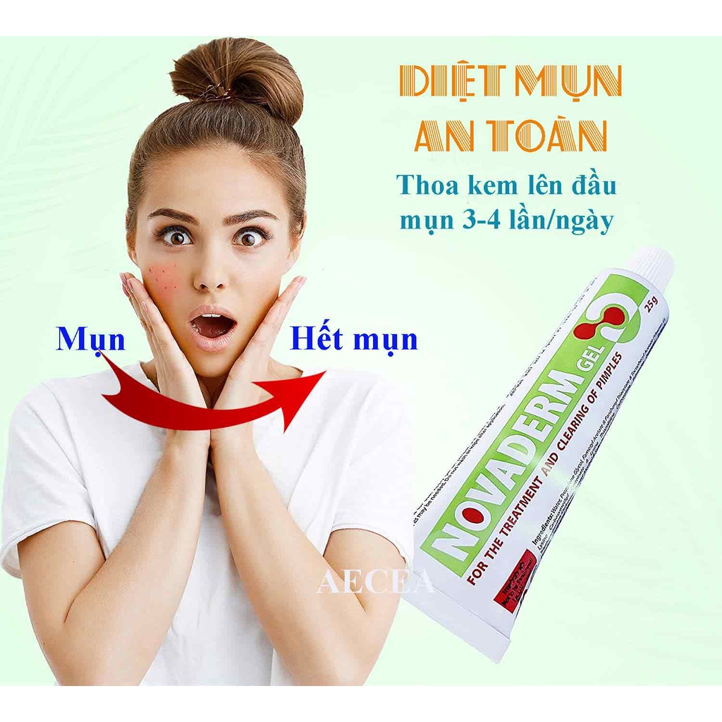 Gel Mụn Trứng Cá Thâm Ẩn Bọc Thịt Đầu Trắng Đen Sau Lưng Novaderm 25g