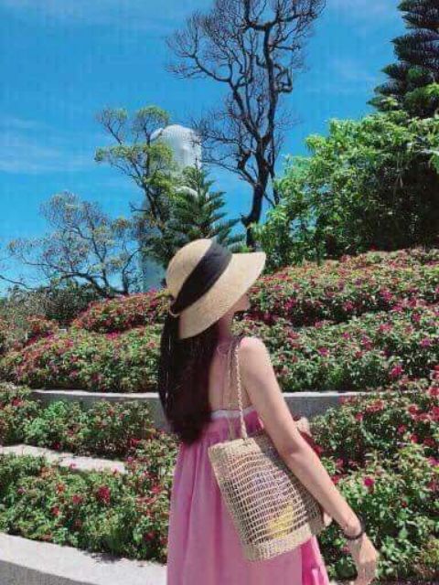 Mũ cói chuông nơ siêu xinh