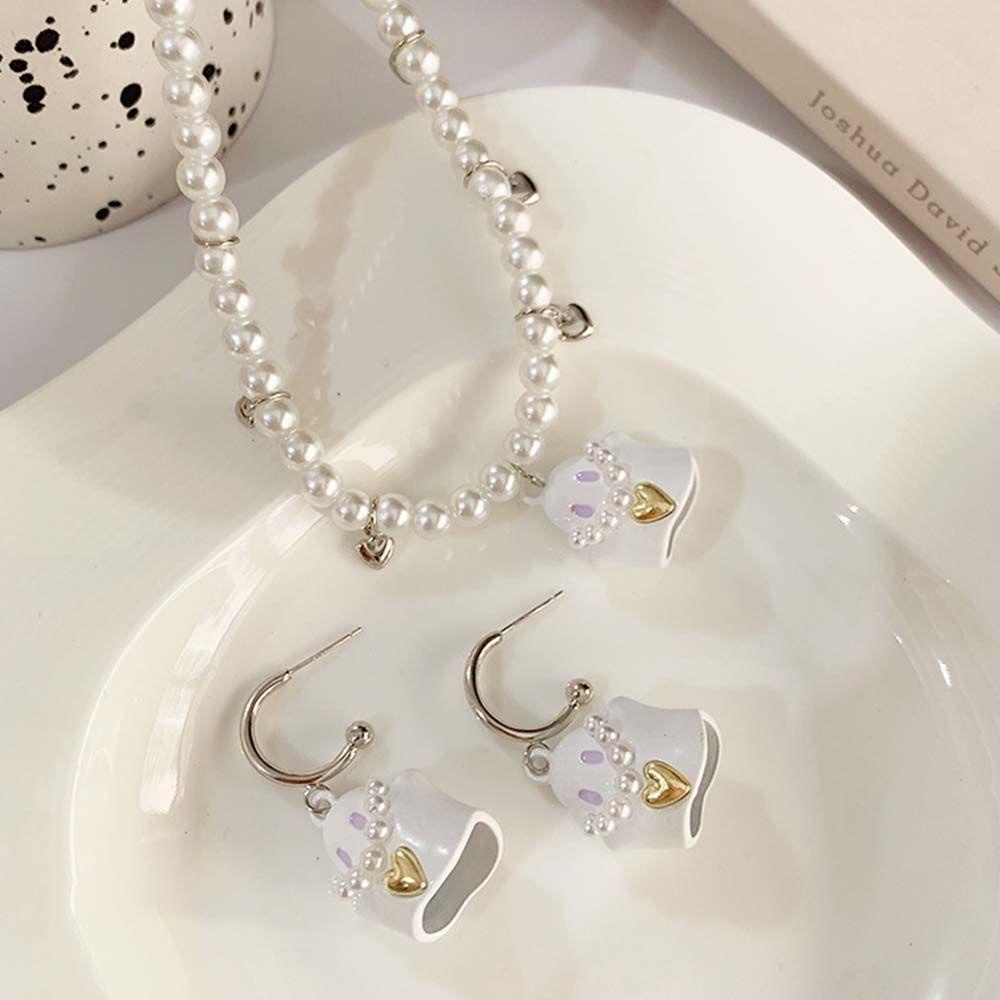 Bộ Vòng cổ + Bông Tai Hình Ma Kiểu Hàn Quốc VANES1