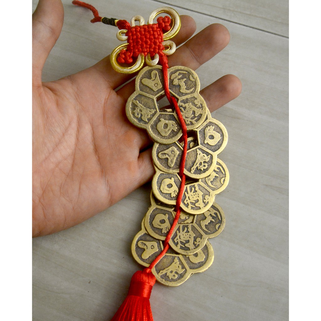 Xâu đồng xu hoa mai phong thủy treo xe
