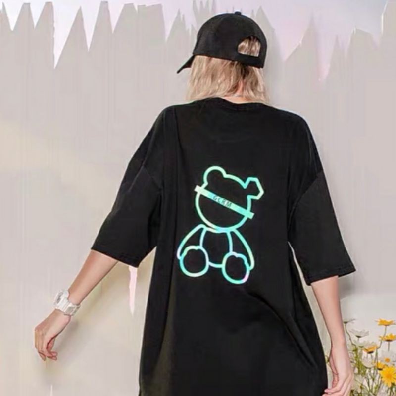 Áo Thun❤  Có size Phản Quang tay lỡ Unisex gấu