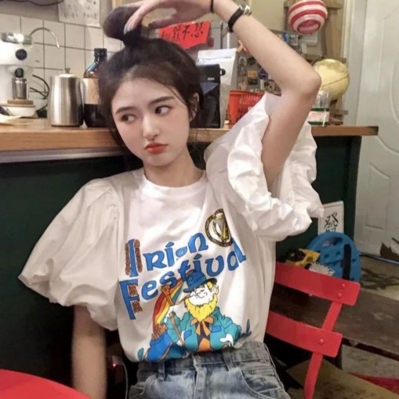 Áo phông  tay bồng Free size 40-55kg Quảng Châu