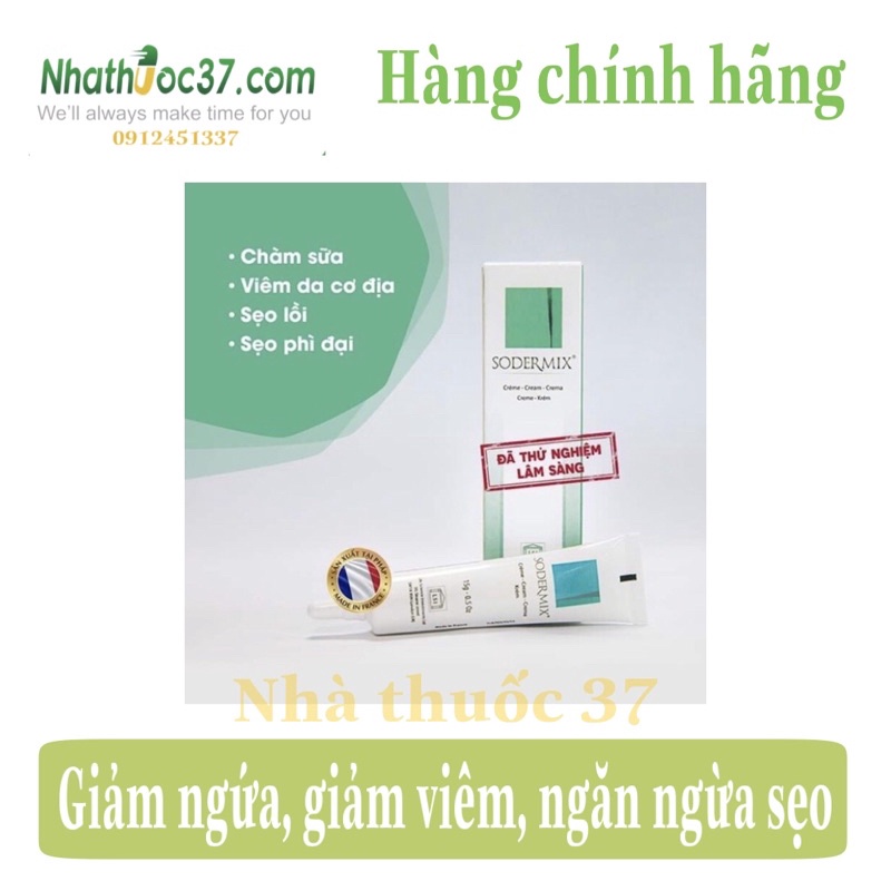 Kem Sodermix 15g - Giải pháp hiệu quả ngăn ngừa Sẹo lồi, sẹo phì đại, chàm, viêm da cơ địa. Xuất xứ Pháp