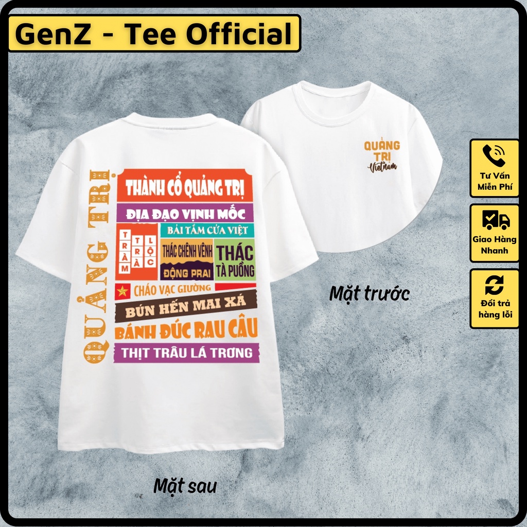 Áo Thun Local Brand Tỉnh Quảng Trị, Áo 63 Tỉnh Thành Nam Nữ Form Rộng Unisex Genz Cá Tính