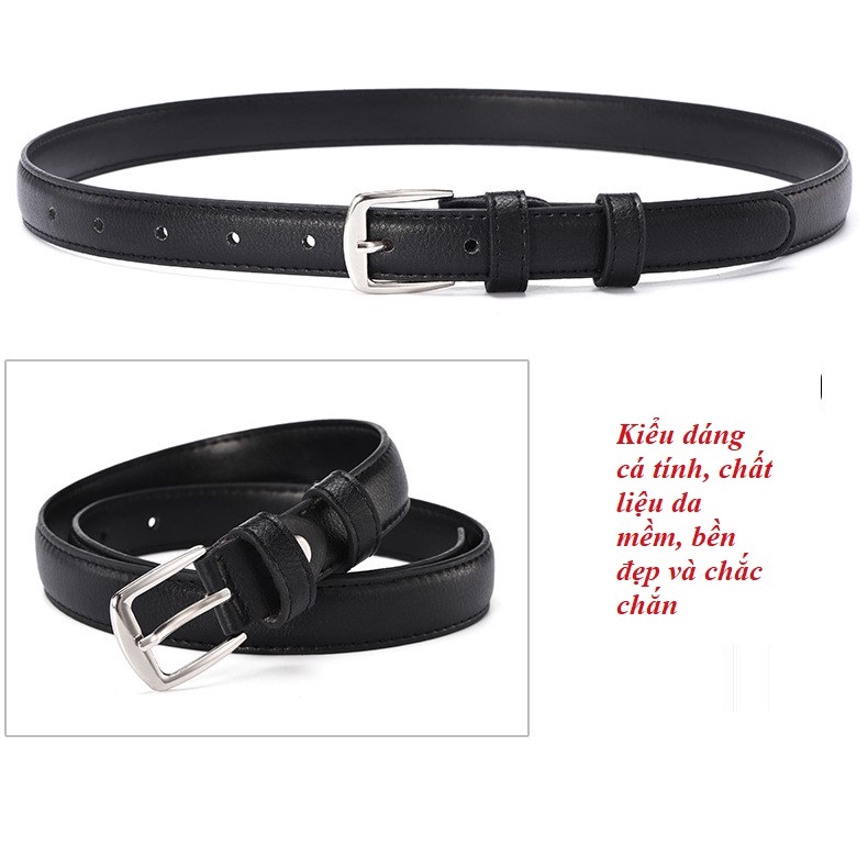 Thắt lưng nữ bản nhỏ cá tính khóa vuông phong cách Hàn Quốc loại 1 dài 105cm rộng 2.5cm Mely Fashion TL01