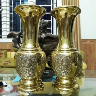 Đôi lọ hoa bằng đồng cao 35cm