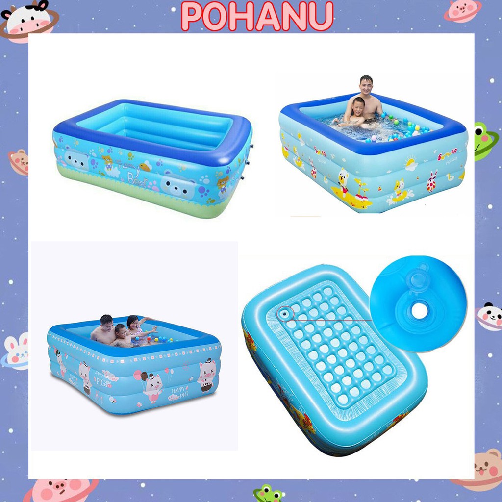 Bể bơi phao bơi cho bé 3 tầng dày dặn có đáy chống trơn trượt 1M3 BB03