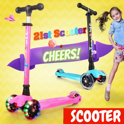 JC741-HONGXe trượt Scooter 3 bánh phát sáng hiện đại - Gấp gọn tiện lợi, dễ dàng sử dụng