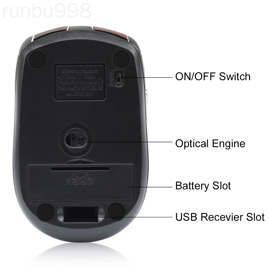 Chuột không dây DPI 2.4G 6 nút bấm mặt nhám nhiều màu tùy chọn cho laptop / Notebook / PC