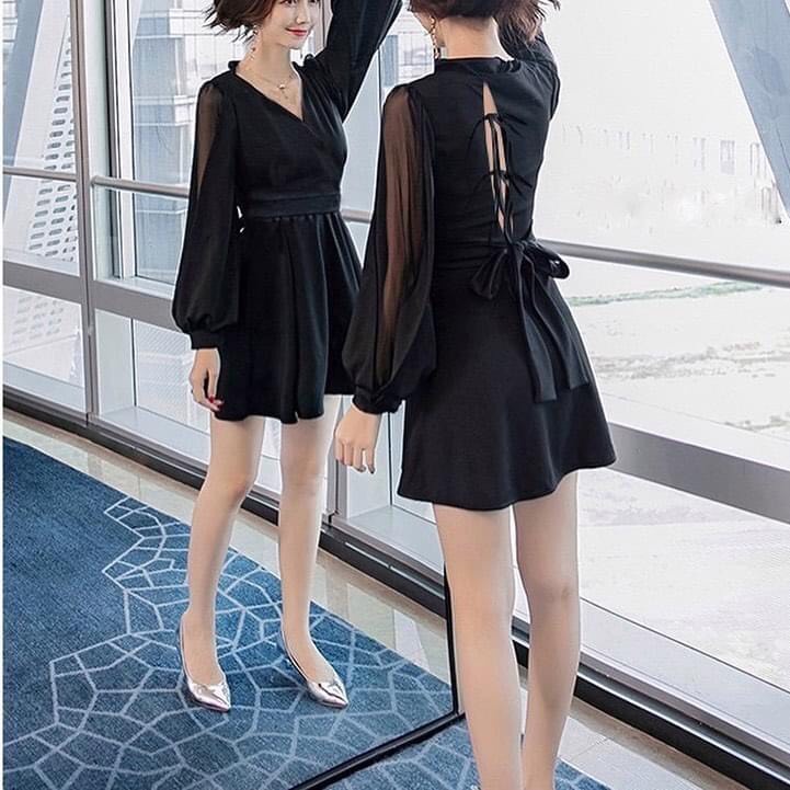Áo tay voan lưng đan dây(ảnh mẫu thật)