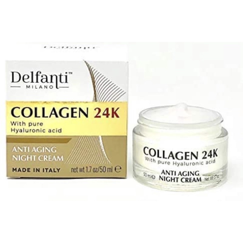 Delfanti Milano • COLLAGEN 24K • Kem Dưỡng Da Đêm /Ngày Chống Lão Hóa • với Axit Hyaluronic tinh khiết • Sản xuất tại Ý