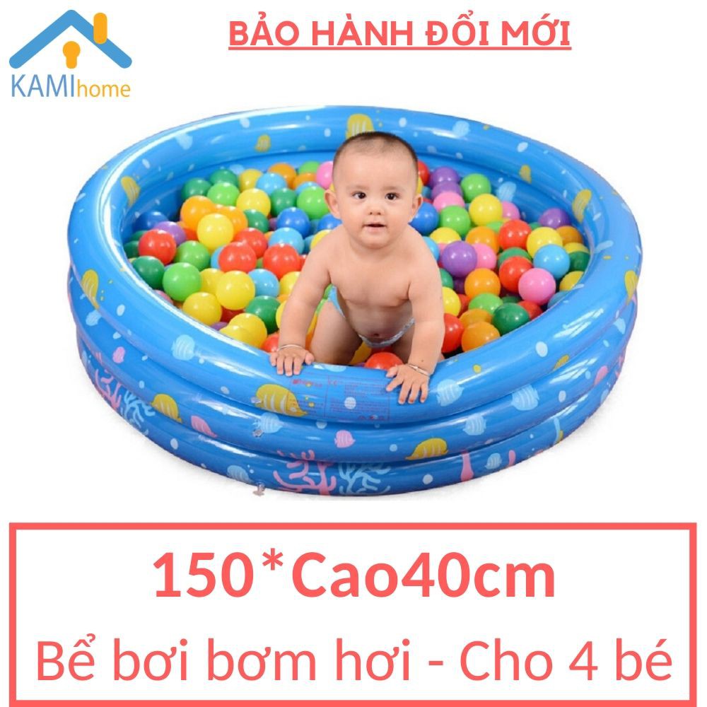 Bể phao Hồ bơi Tròn 3 tầng 2 đáy dày thành cao ❤️150xCao40cm❤️ bơm hơi nhà lều chơi bóng banh cho trẻ em bé KamiVietNam