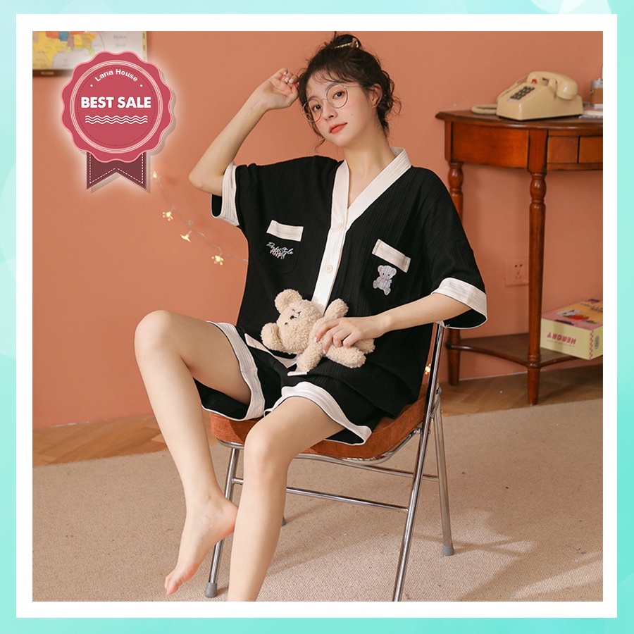 Đồ ngủ nữ pijama cộc tay mặc nhà big size cao cấp chất cotton len tăm mềm mịn BCC22