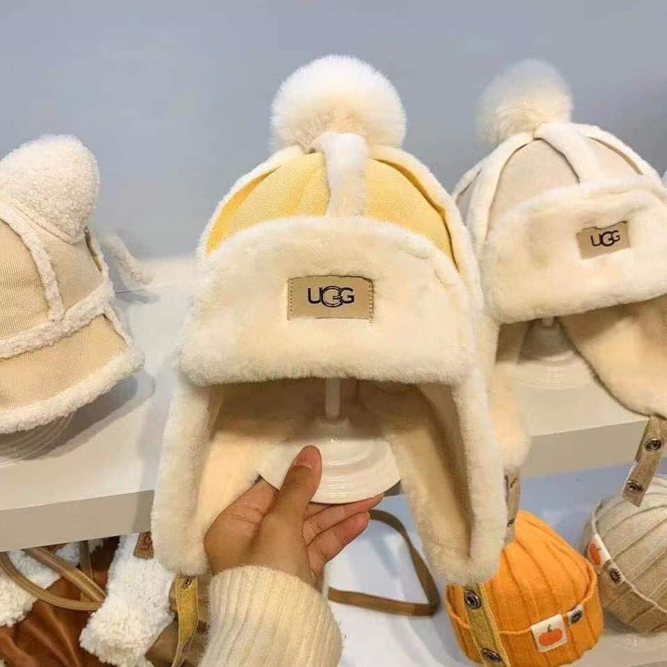 Mũ Lông Cừu Trùm Đầu Có Tai Gấu Cao Cấp Cực Ấm Áp Cho Bé từ 1-5 Tuổi