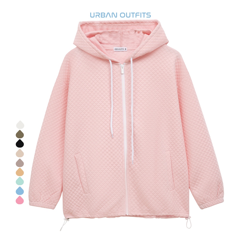 Áo Khoác Nữ URBAN OUTFITS AKO101 Vải Cotton Waffle Double Face Có Dây Kéo Nón Dầy Dặn Nhiều Màu.