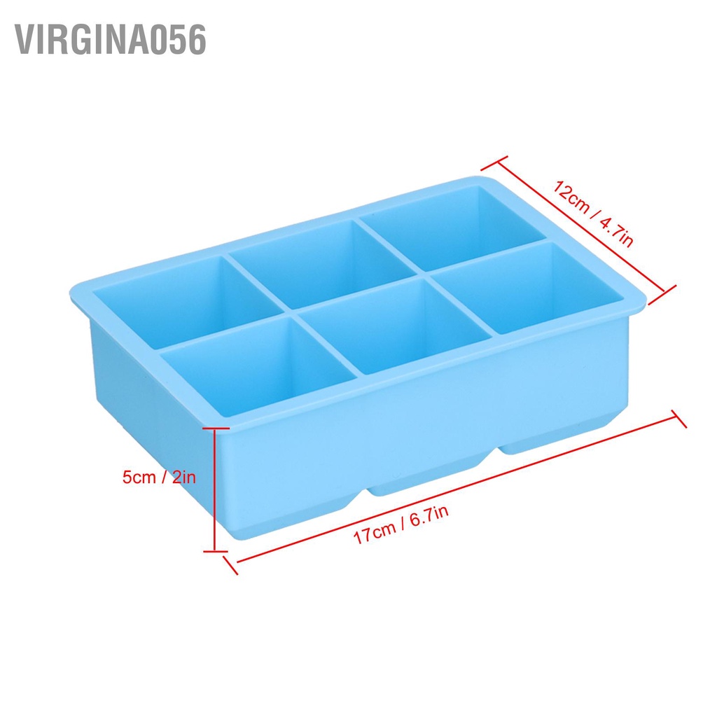 Có thể bán buôn Khay làm đá Silicone lớn 6 ô Máy vuông có nắp để hình khối Bánh pudding sô cô la Virgina056 Hàng giao ngay