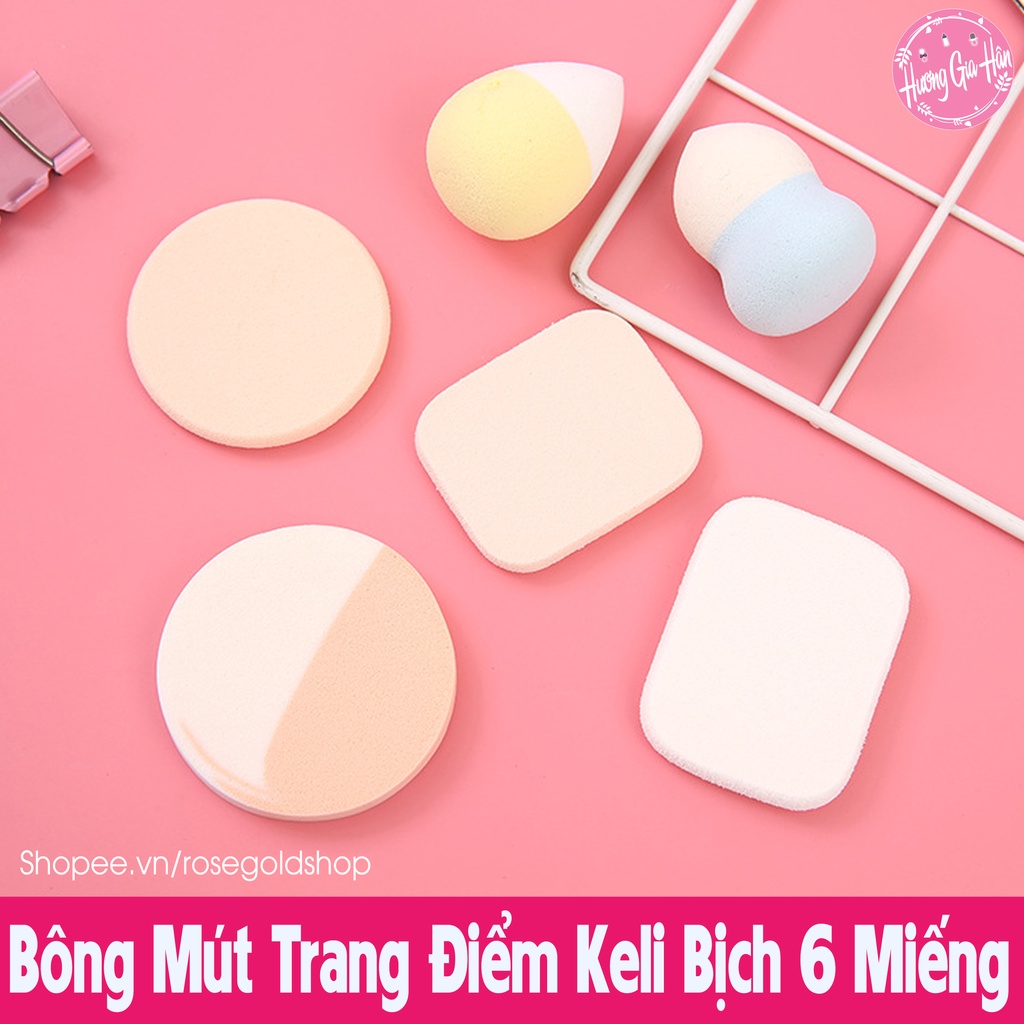 Bông Mút Trang Điểm Keli Bịch 6 Miếng