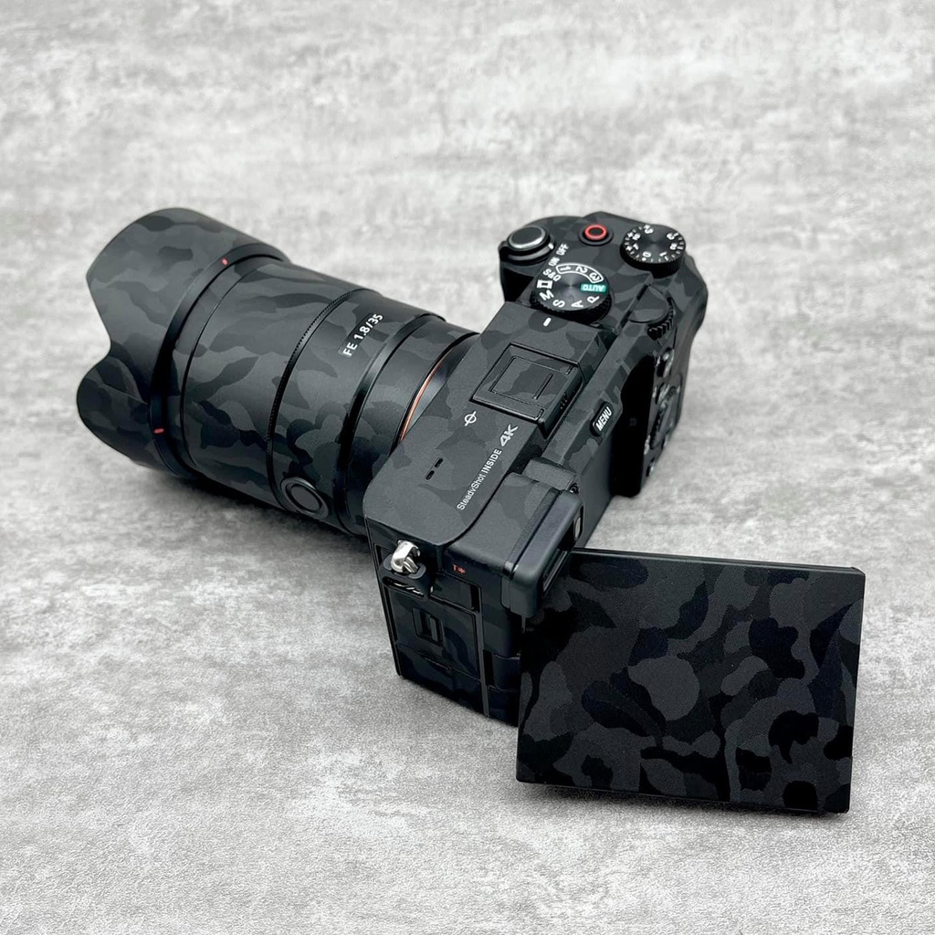 Miếng Dán Skin Máy Ảnh 3M - Mẫu Camo Black - Có Mẫu Skin Cho Sony, Canon, Nikon, Fuji