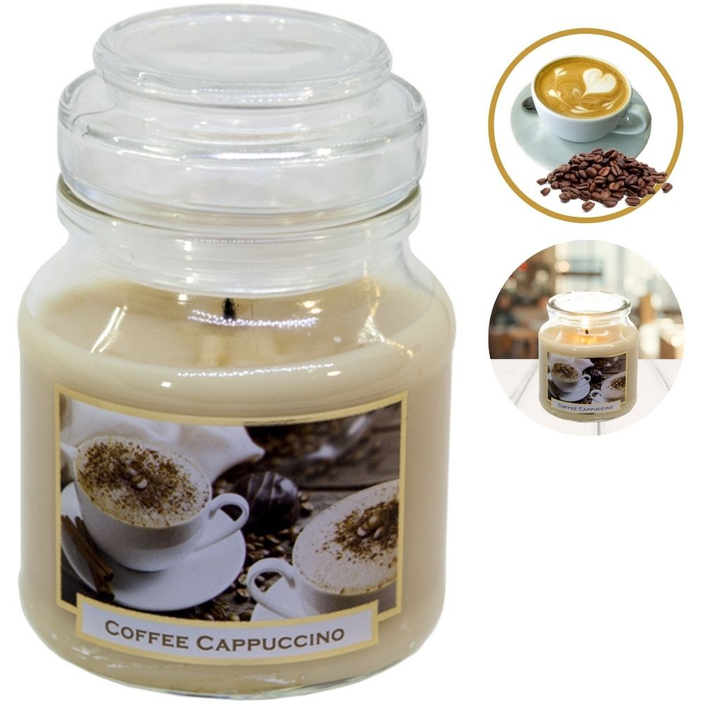 Nến thơm thư giãn Bartek Coffee and Spices 130g - cà phê capuchino, khử mùi, không khói, tinh dầu thiên nhiên