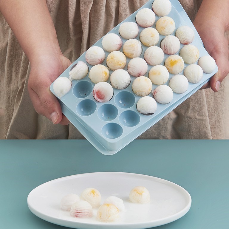 Khay làm đá Việt Nhật viên tròn 33 ô - vỉ nhựa làm rau câu thạch trái cây - khuôn làm kem viên mini