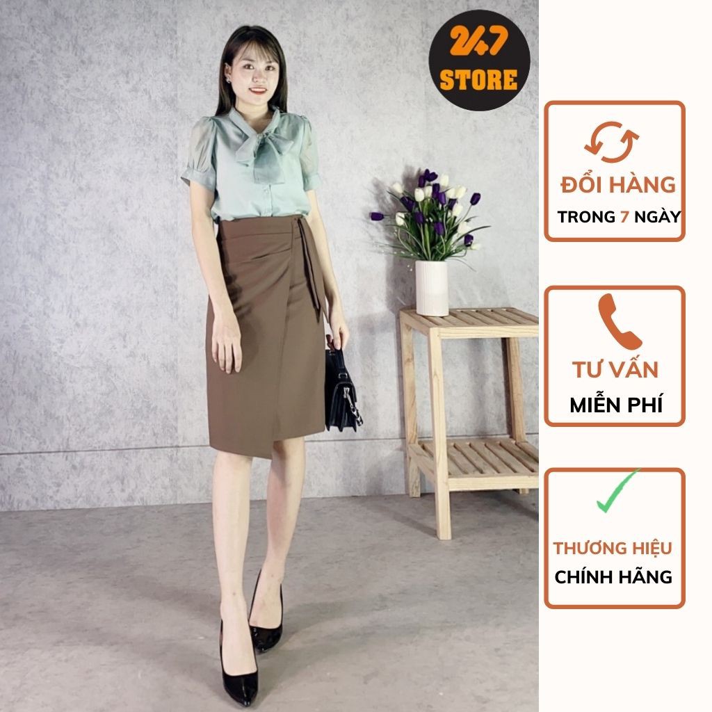 Chân Váy Midi Bút Chì 2 màu vạt bên thời trang công sở chất liệu vải biên mềm, co giãn siêu hot 247store | BigBuy360 - bigbuy360.vn