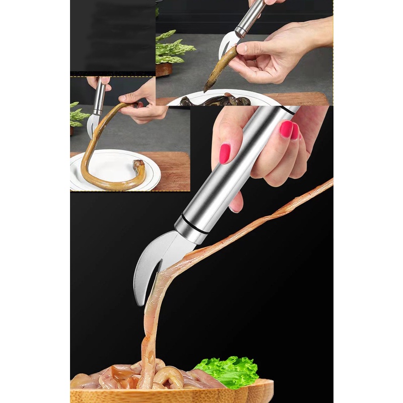 Sét 2 món dao làm lòng, mổ cá và nhíp 2in1