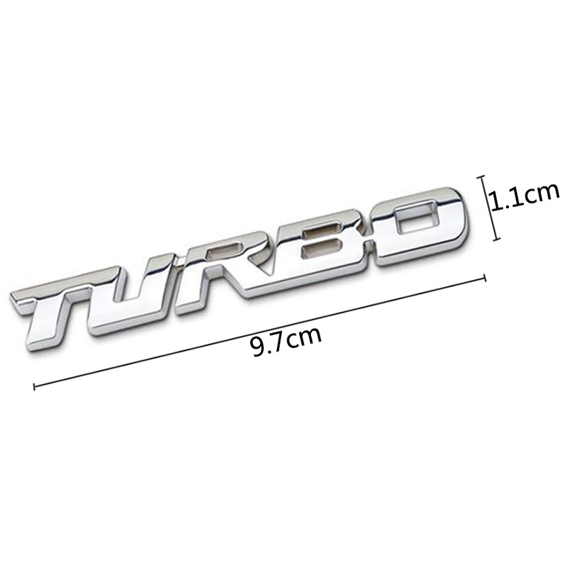 Tem decal 3D chữ TURBO nhiều màu kiểu dáng hiện đại
