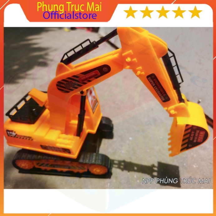 Đồ chơi trẻ em xe máy xúc xoay 360 có tay điều khiển khớp múc, chạy bánh đà cho bé