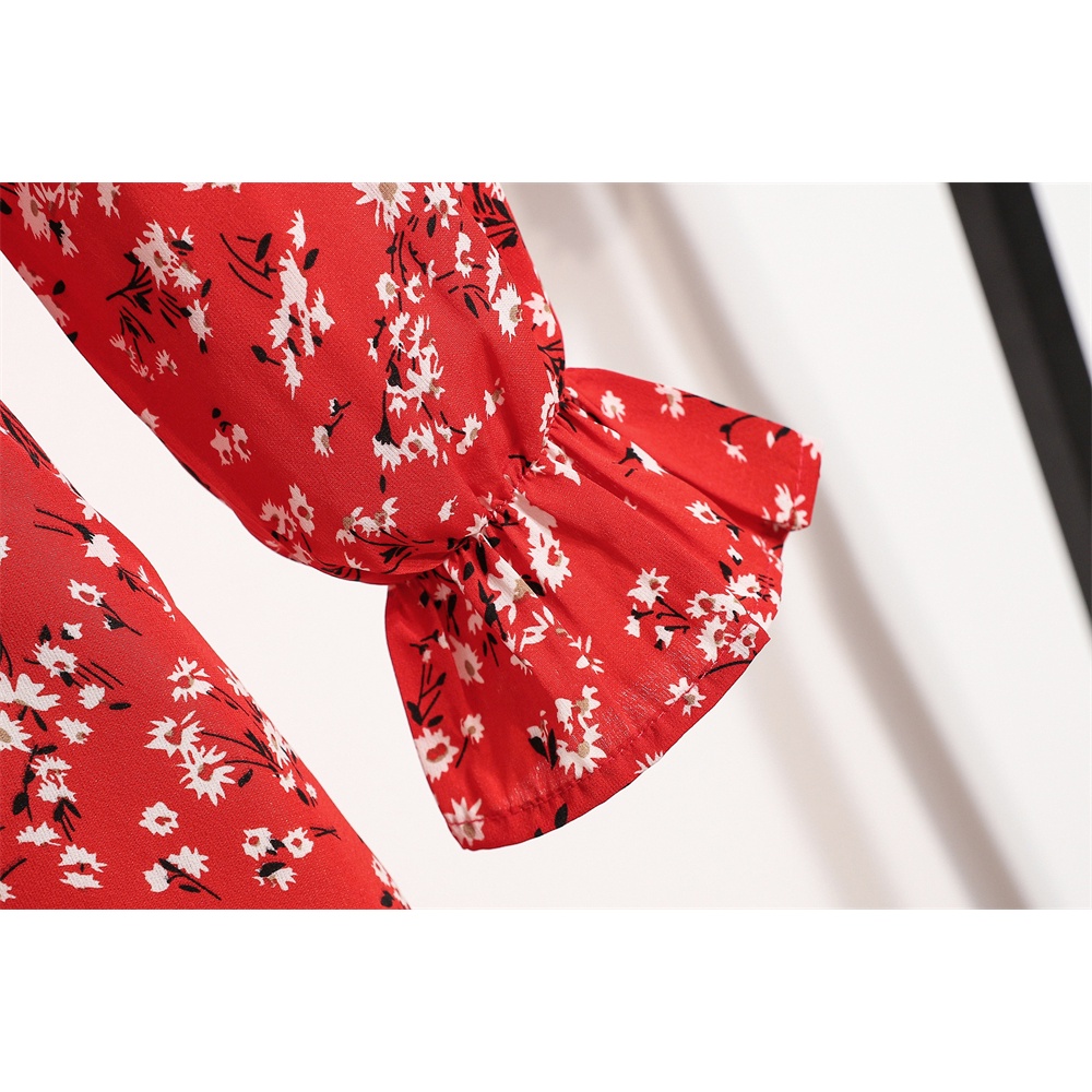 Đầm Midi Chữ A Eo Cao Tay Dài In Họa Tiết Hoa Thời Trang Mùa Hè 4 Phong Cách Mới Cho Nữ