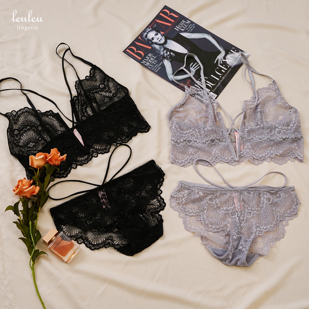 SET ĐỒ LÓT CÓ GỌNG KHÔNG MÚT ĐAN DÂY CHẤT LIỆU REN MỎNG LEULEU.LINGERIE