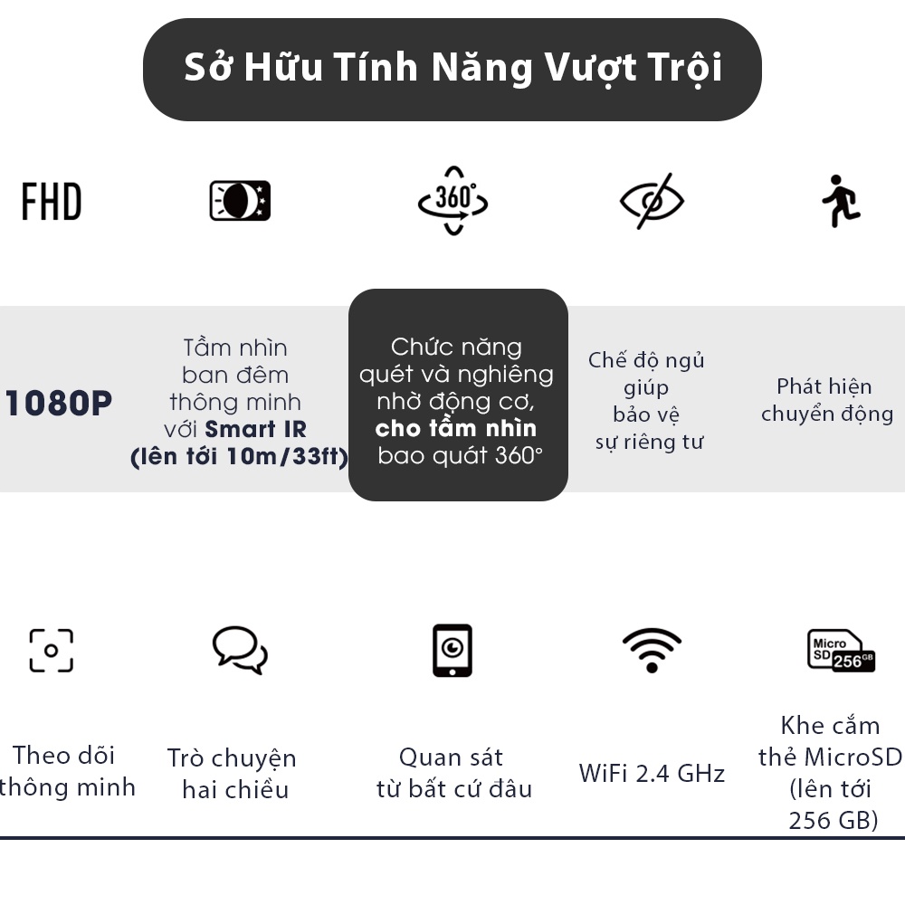 Camera Wifi Ezviz C6N Trong Nhà Full HD 1080P Xoay 360 Độ