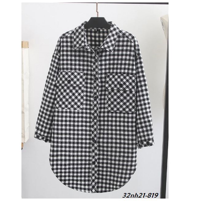 TK772-819-SƠ MI SỌC 2 TÚI VẠT BẦU S-6XL