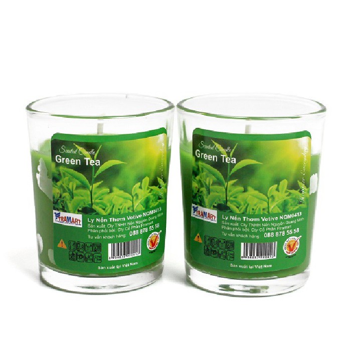 Combo 2 ly nến thơm votive Miss Candle FTRAMART NQM0413 Green Tea (Hương trà xanh)