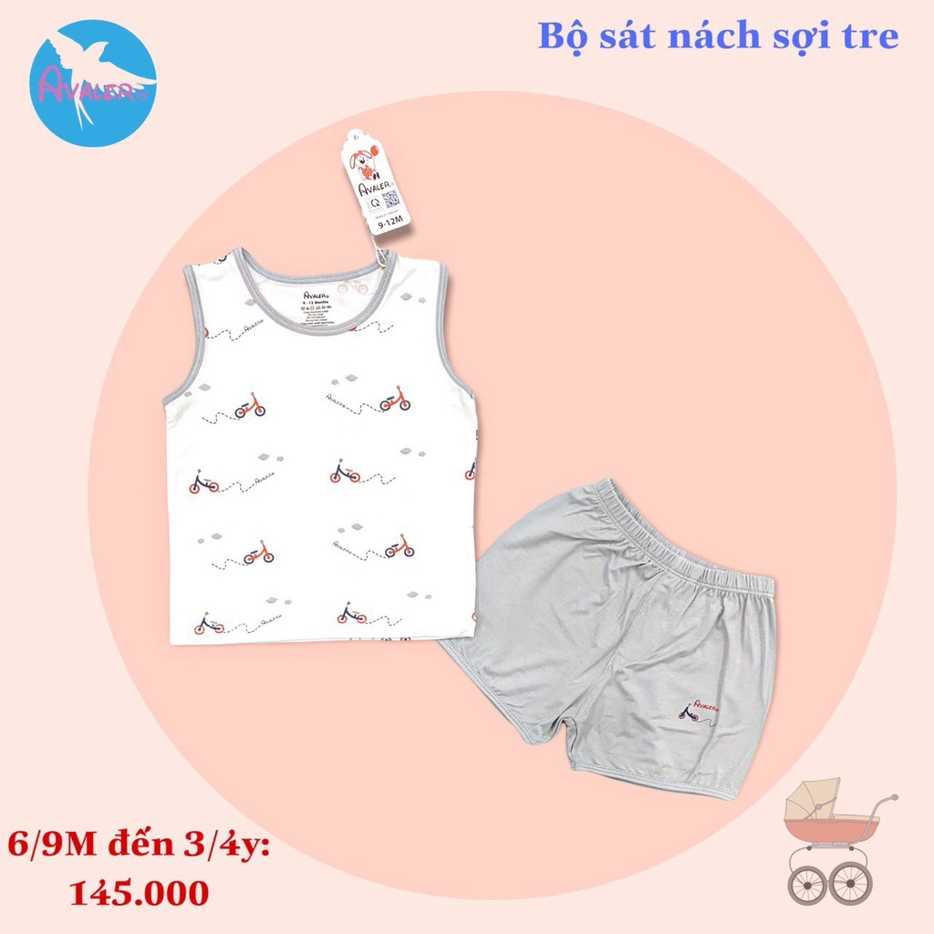 [CHÍNH HÃNG] Bộ ba lỗ vải sợi tre cao cấp họa tiết ngộ nghĩnh bé trai/bé gái Avaler
