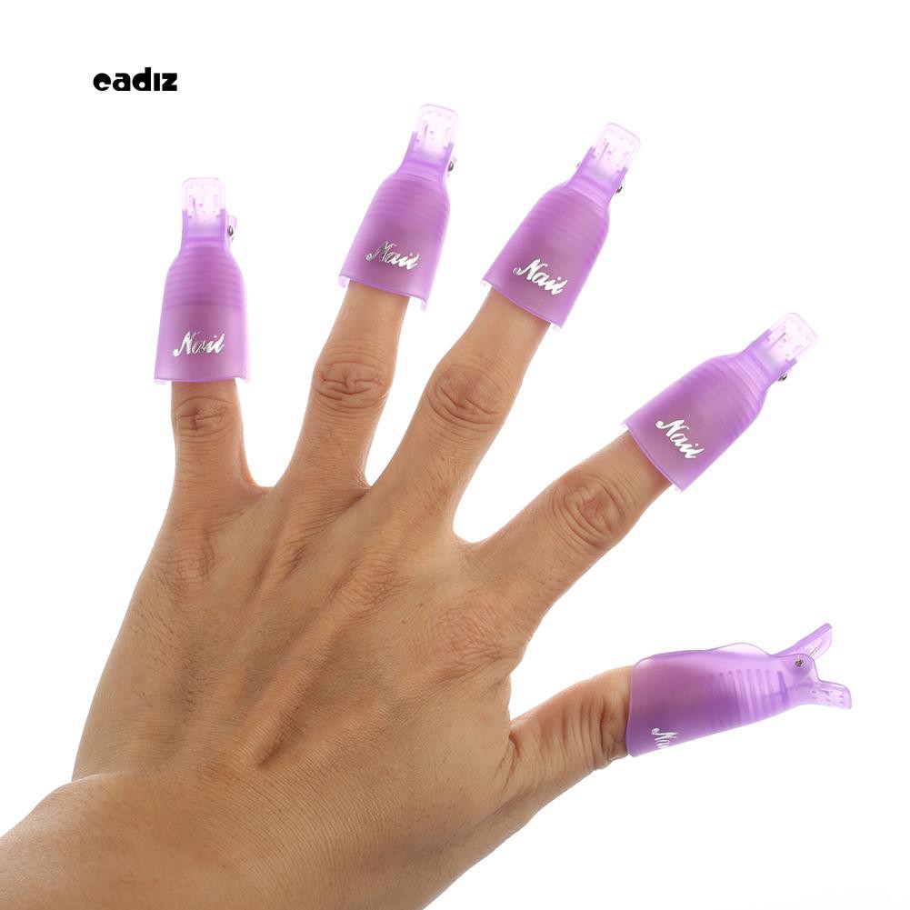 ✮10Pcs Plastic Acrylic Nail Art Soak Off Clip Cap UV Gel Polish Remover Wrap Tool