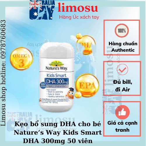 Kẹo bổ sung DHA cho bé Nature’s Way Kids Smart DHA 300mg 50 viên