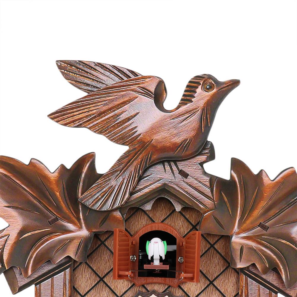 PINEVN Đồng Hồ Treo Tường Bằng Gỗ Hình Ngôi Nhà Rừng