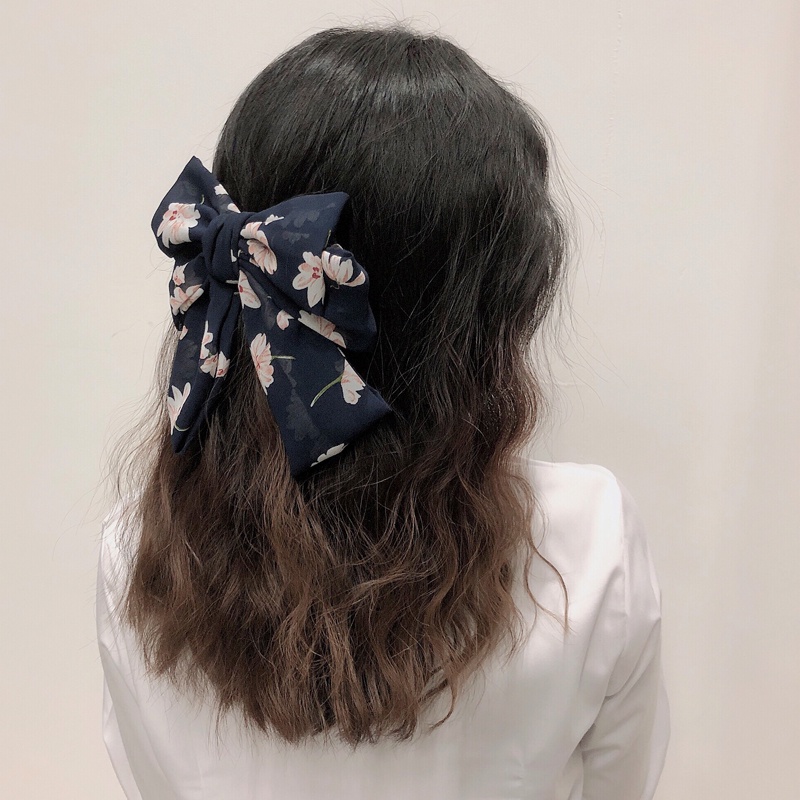 Kẹp Tóc Nơ In Họa Tiết Hoa Cúc Chấm Bi Phong Cách Cổ Điển Thời Trang Xinh Xắn Cho Nữ