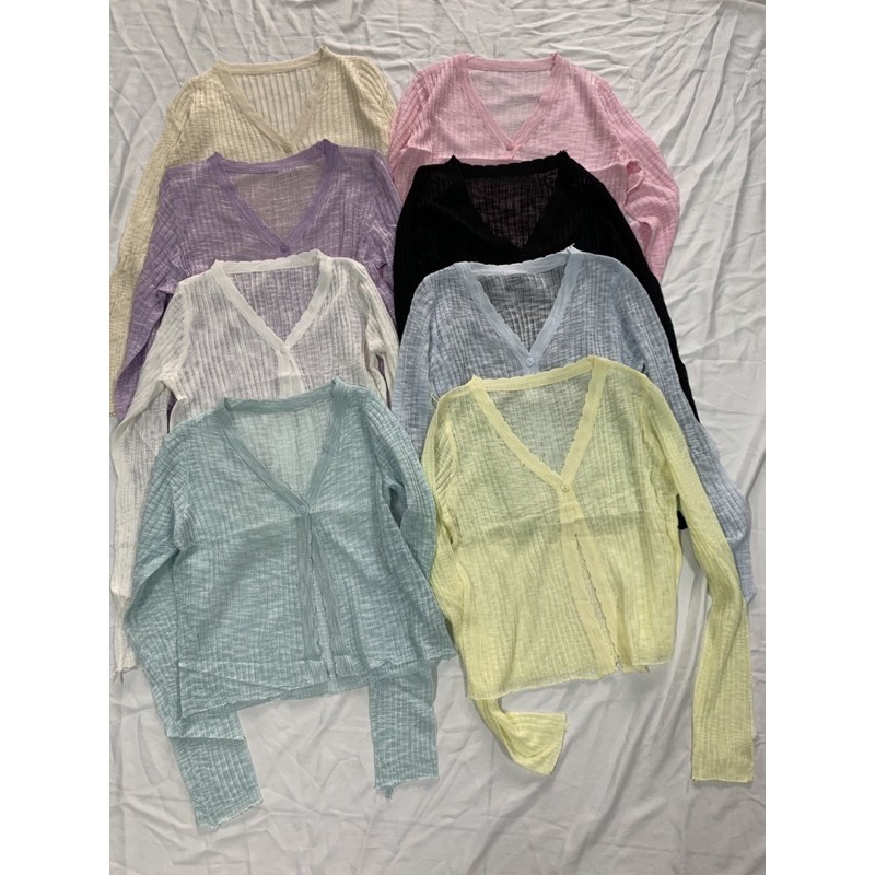 áo khoác len cardigan mỏng 1 cúc (khuy) cài kiểu màu pastel muối tiêu hot hit (70068#)