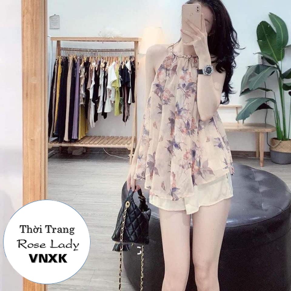Sét Bộ Voan Tơ lụa hàn, Sét cổ yếm voan tơ 2 lớp, sét bộ nữ đẹp hàng loại 1