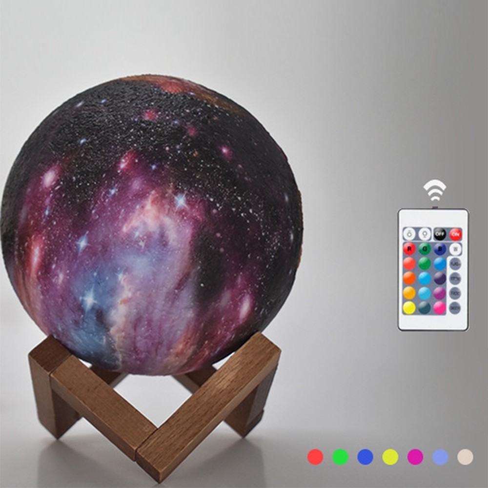 Đèn Ngủ Hình Mặt Trăng / Hành Tinh / Bầu Trời Sao 3d 16 Màu Điều Khiển Từ Xa