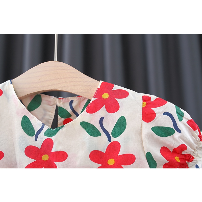 Váy hoa đuôi cá 2 màu bo tay xinh xắn dành cho bé gái 8-23kg