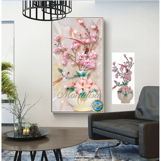 Tranh Gắn Đá Cao Cấp Bình Hoa Nghệ Thuật - Y8108,Y8109 (55x90) (65x120) chưa đính