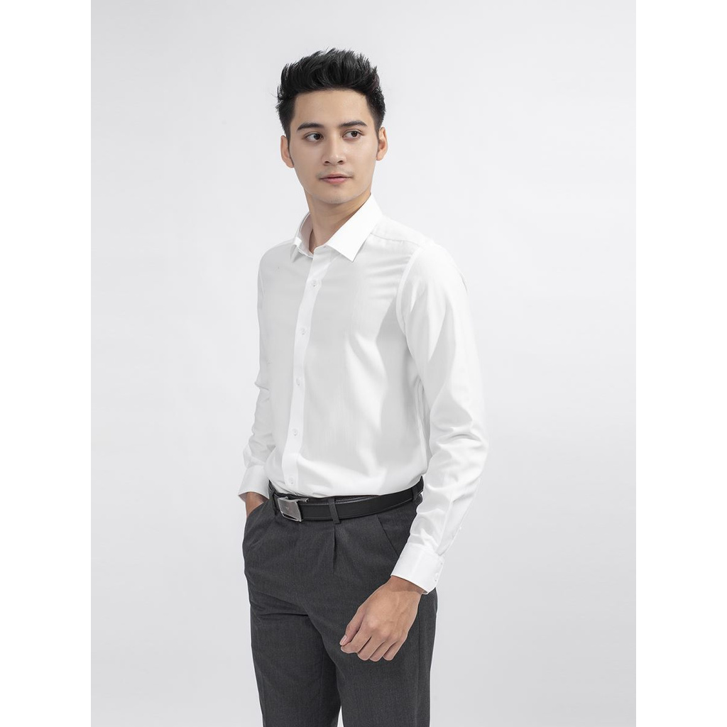 Áo Sơ Mi Nam Dài Tay ARISTINO ALS07709 Somi Công Sở Cao Cấp Màu Trắng Sọc Hạt Nổi Vải Nano Dáng Ôm Không Túi | BigBuy360 - bigbuy360.vn