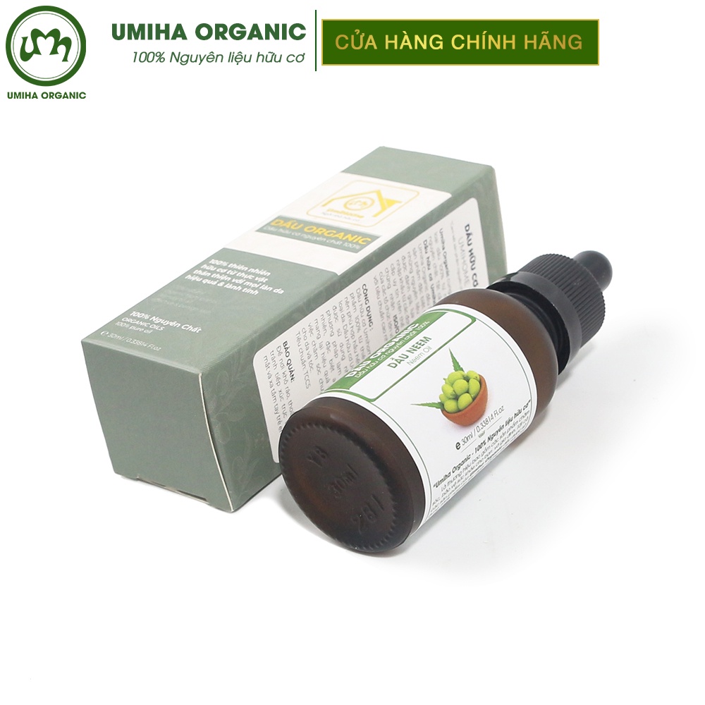 Dầu Neem nguyên chất UMIHOME hữu cơ 30ml ngừa mụn trứng cá, dưỡng ẩm da và làm mờ rạn da