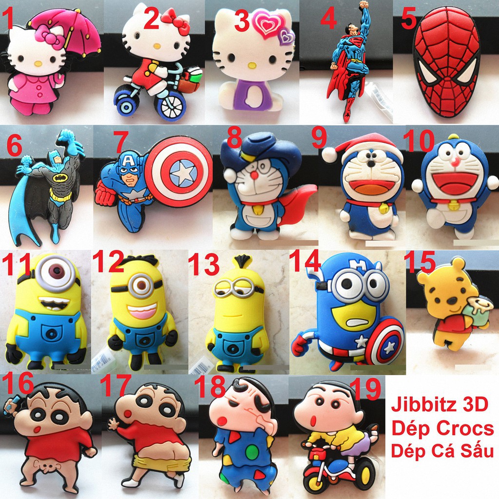 Stickers/Jibbitz 3D Gắn Dép Crocs, Dép Cá Sấu