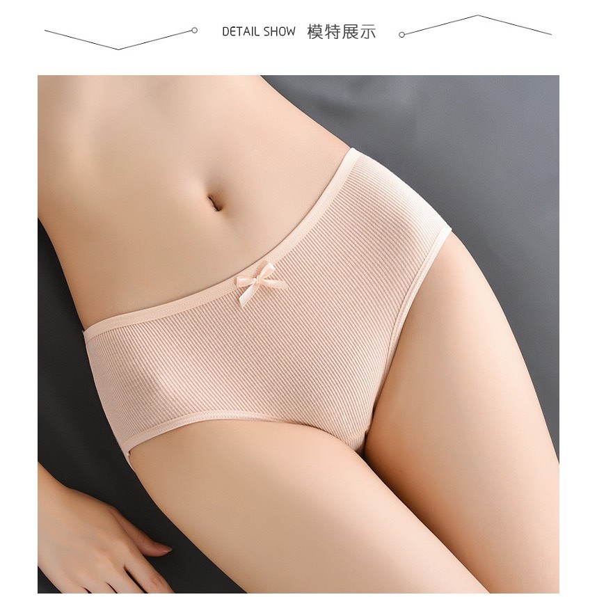 Quần Lót Nữ Cotton gân tăm kháng khuẩn thoáng mát tôn dáng đính nơ xinh Lida bikini MÃ A08 | BigBuy360 - bigbuy360.vn