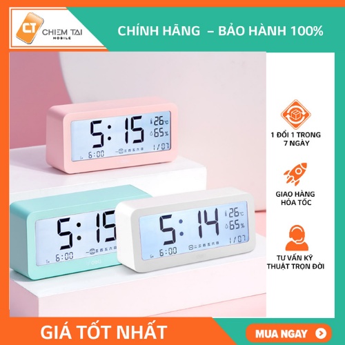 Đồng hồ báo thức tích hợp nhiệt ẩm kế điện tử DELI